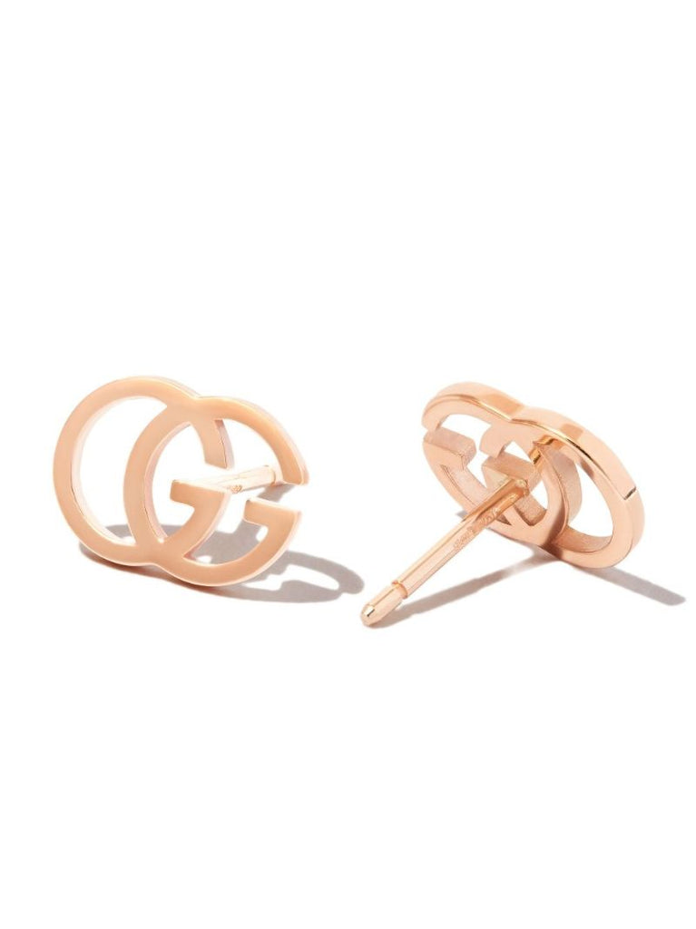 18k Rose Gold Double G Stud Earrings