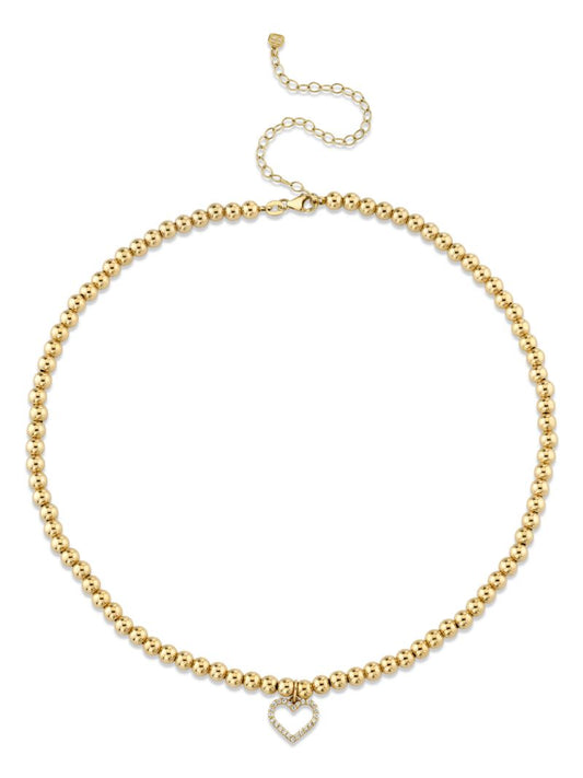 14k Yellow Gold Open Heart Diamond Choker