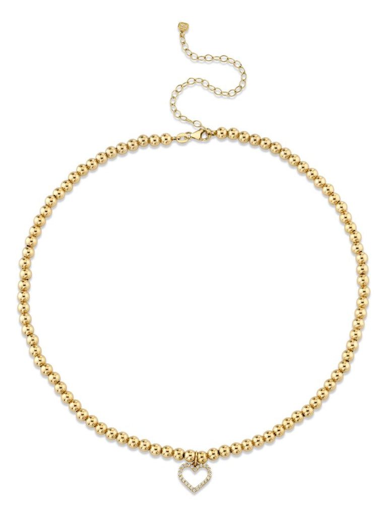 14k Yellow Gold Open Heart Diamond Choker