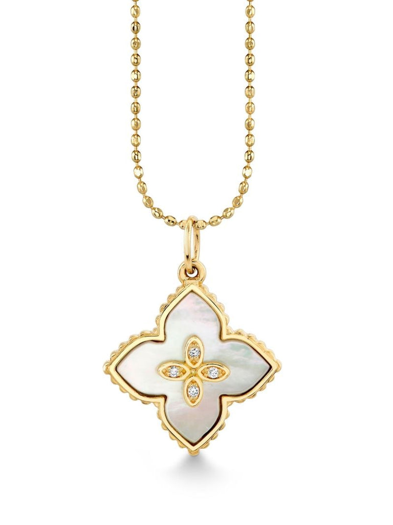 14k Yellow Gold Moroccan Flower Necklace