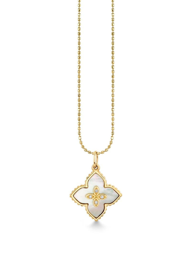 14k Yellow Gold Moroccan Flower Necklace