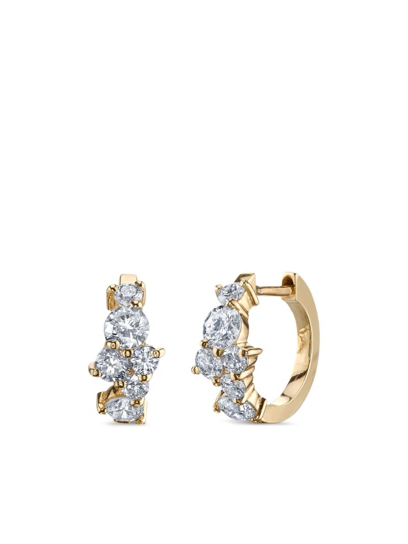 14k Yellow Gold Cocktail Diamond Hoops