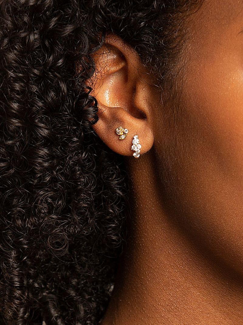 14k Yellow Gold Cocktail Diamond Hoops