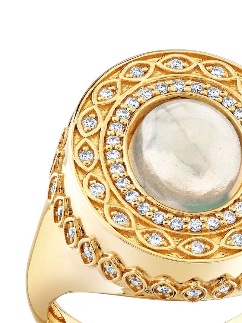 14k Yellow Gold Marquise Eye Diamond Signet Ring