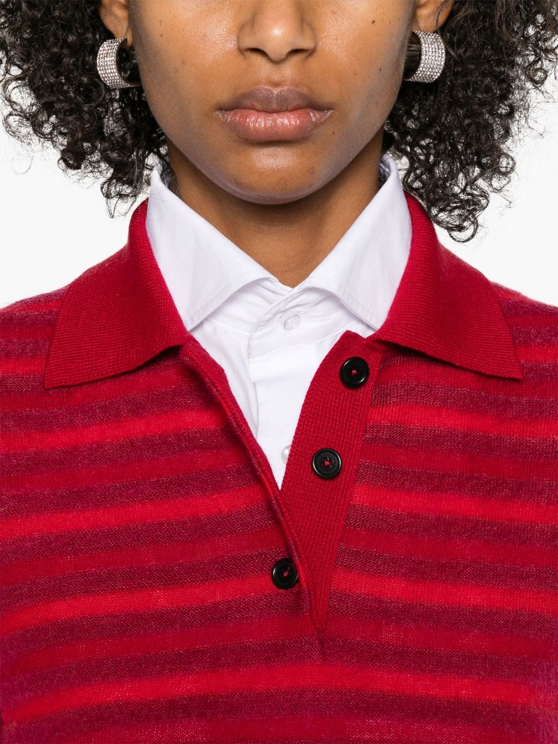 Red Striped Polo Top