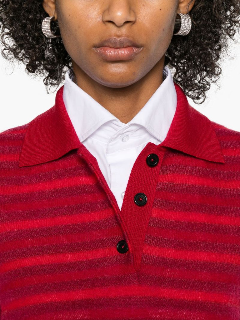 Red Striped Polo Top