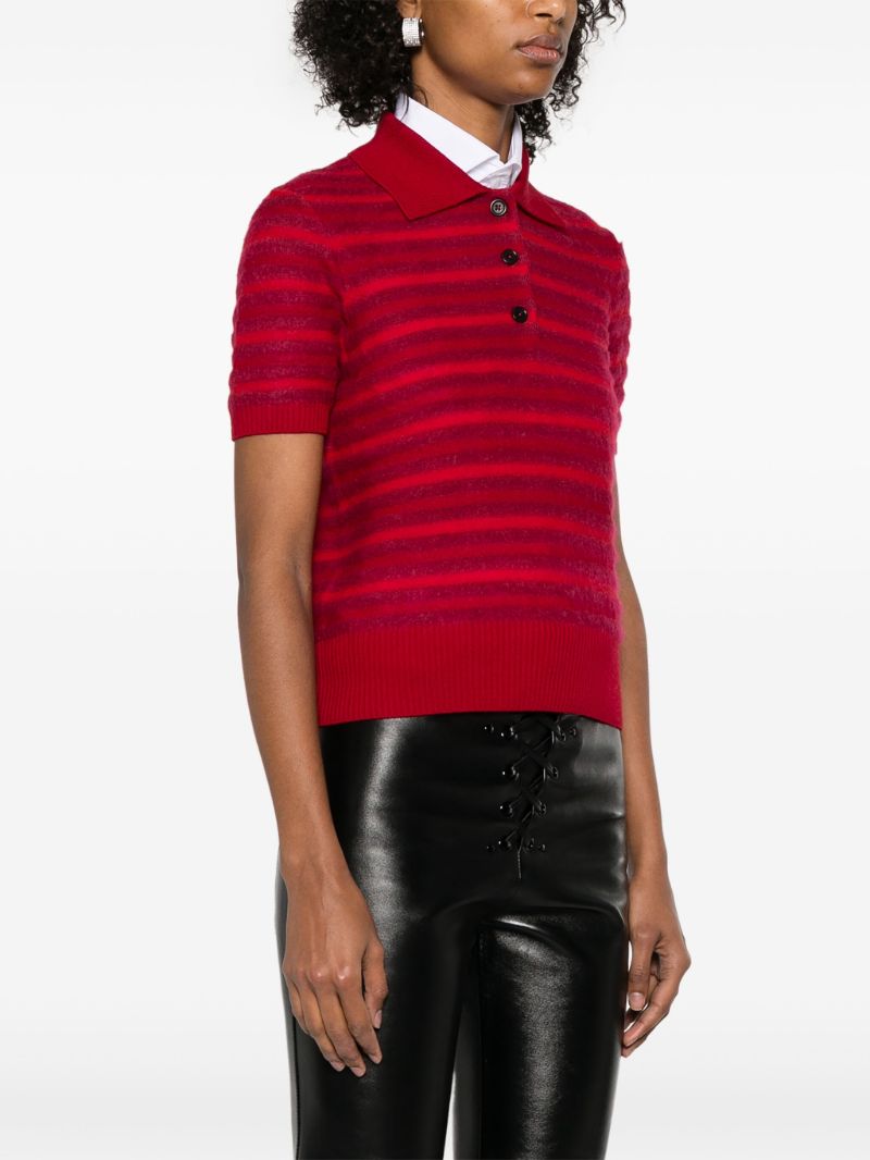 Red Striped Polo Top