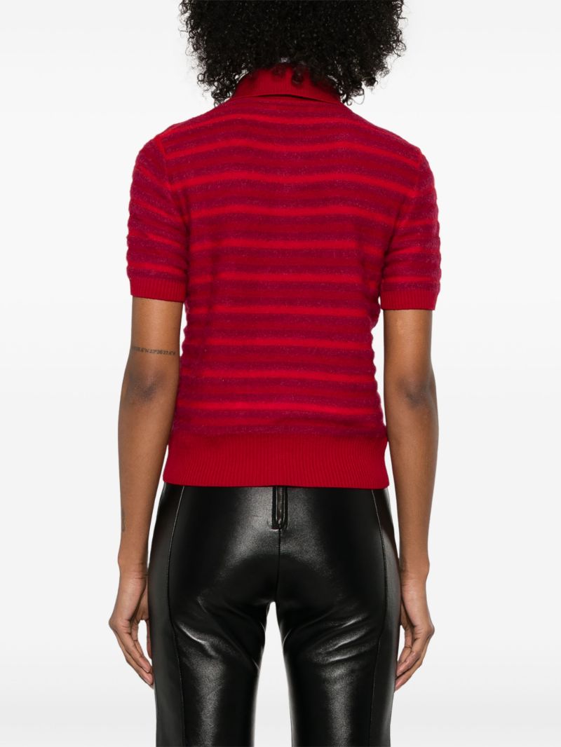 Red Striped Polo Top