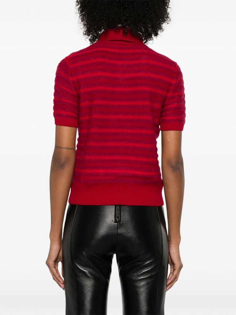 Red Striped Polo Top
