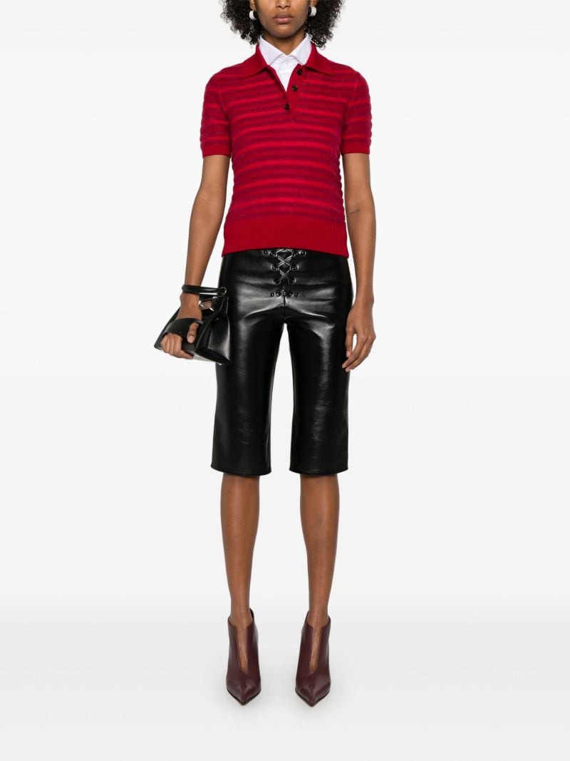 Red Striped Polo Top