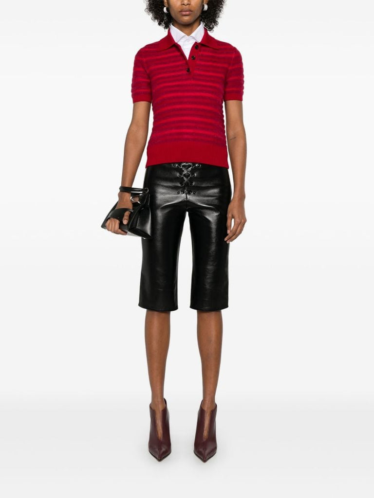 Red Striped Polo Top