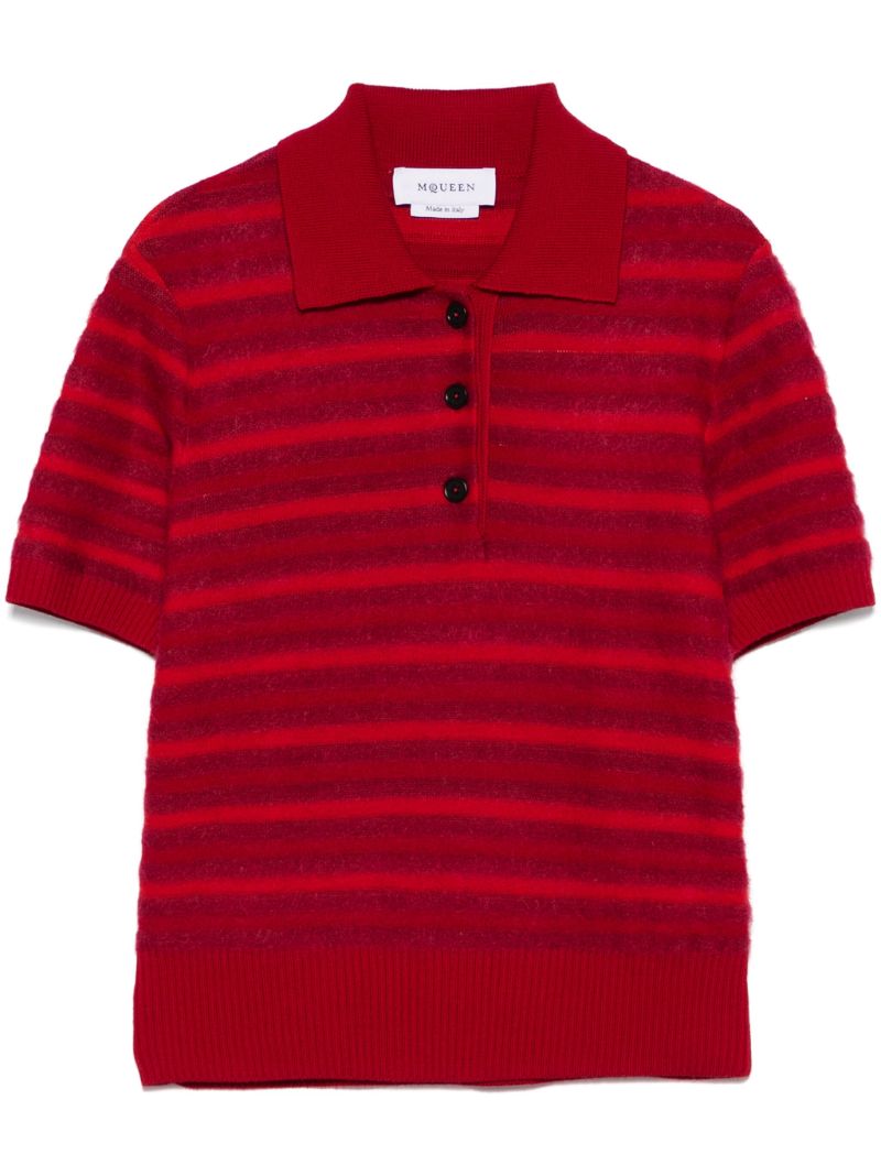 Red Striped Polo Top