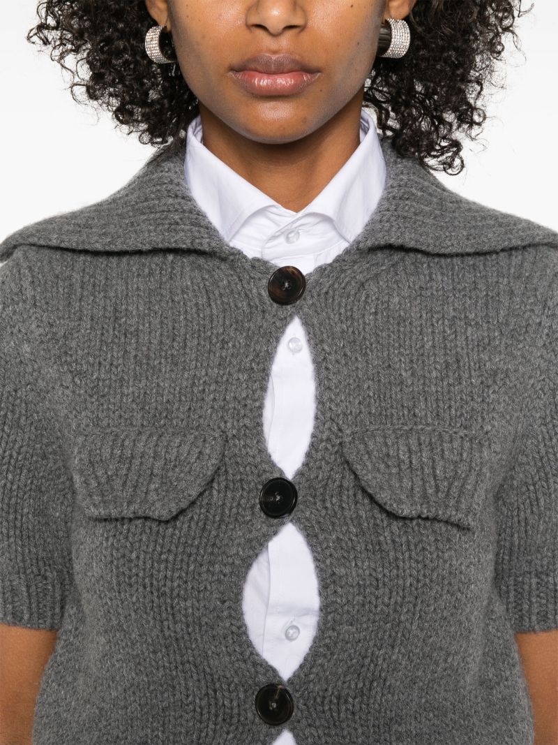 Grey Short-sleeved Cardigan