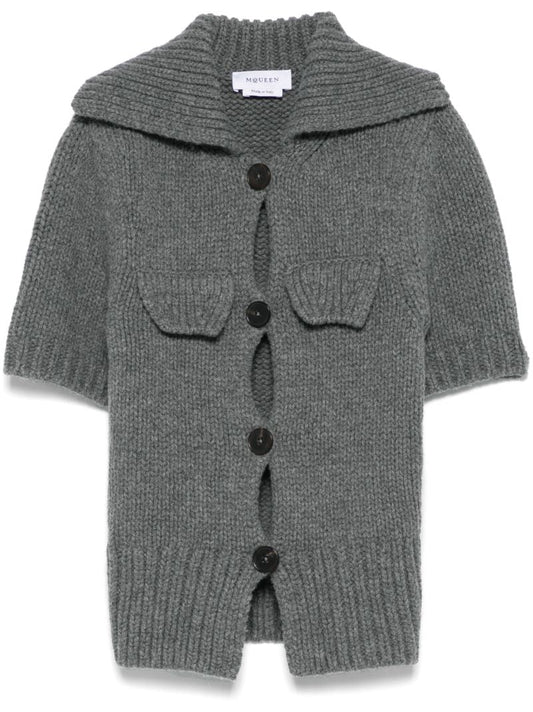 Grey Short-sleeved Cardigan