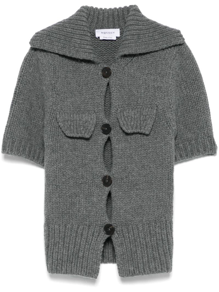 Grey Short-sleeved Cardigan