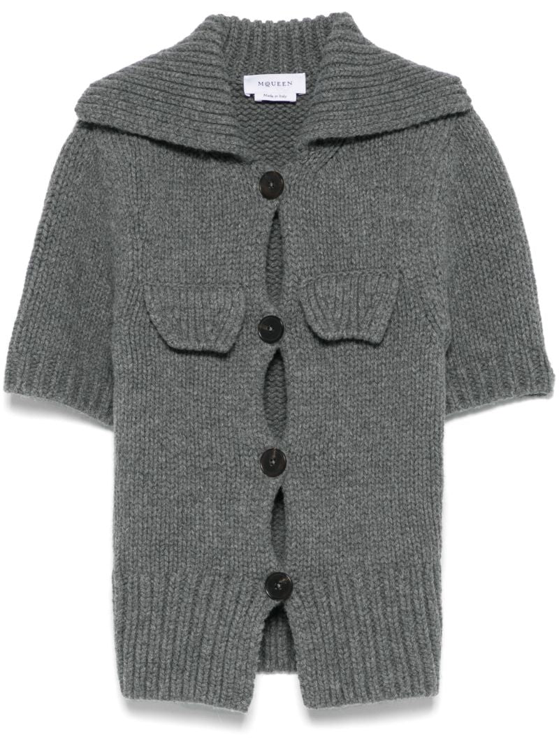 Grey Short-sleeved Cardigan
