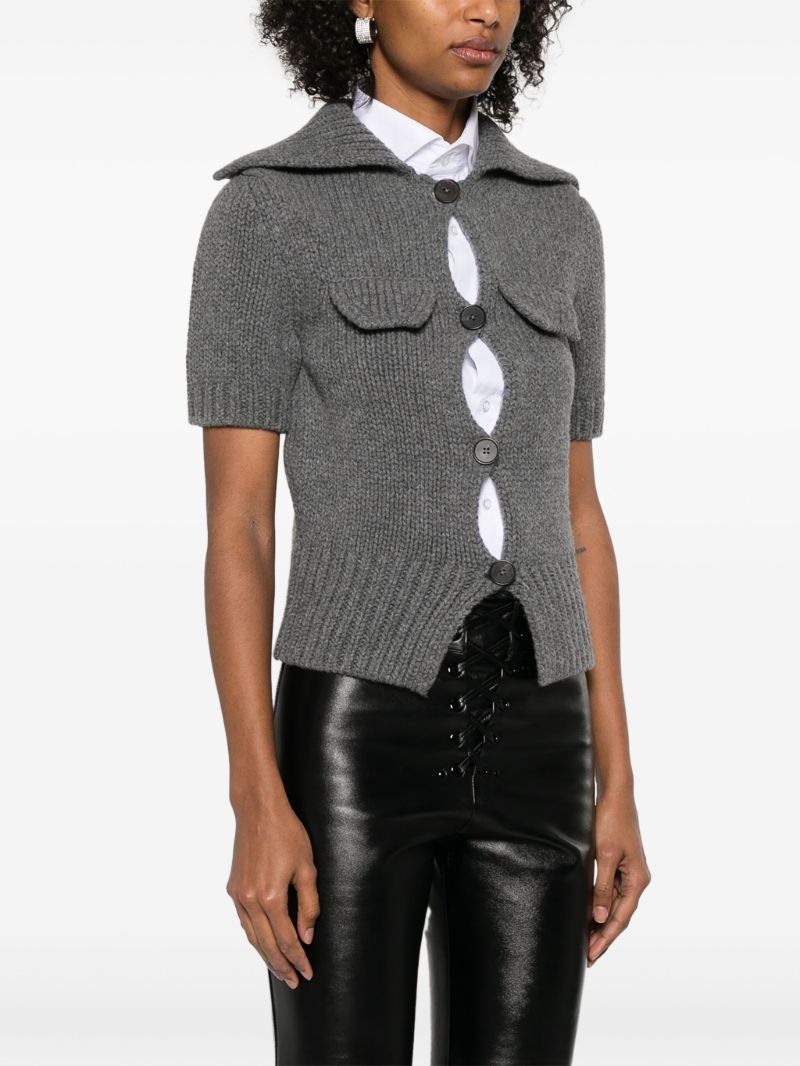 Grey Short-sleeved Cardigan