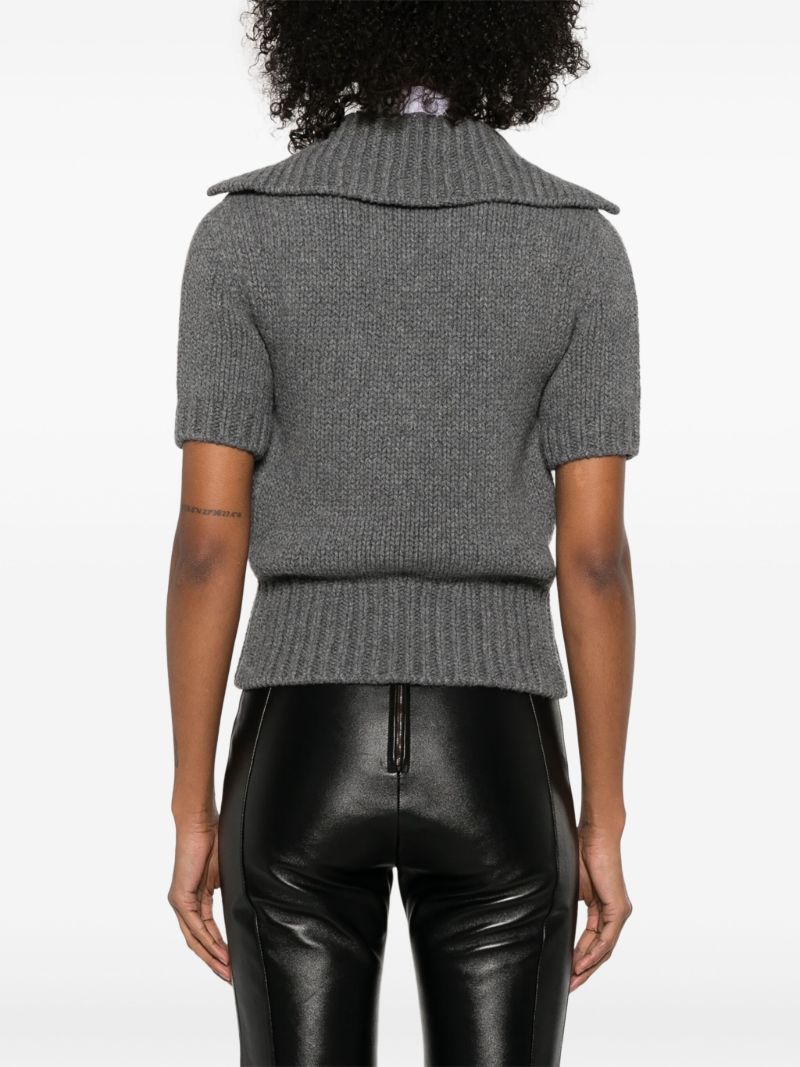 Grey Short-sleeved Cardigan