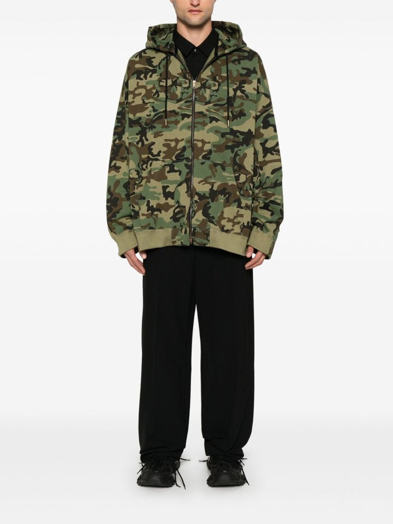 Camouflage-print Full-zip Hoodie