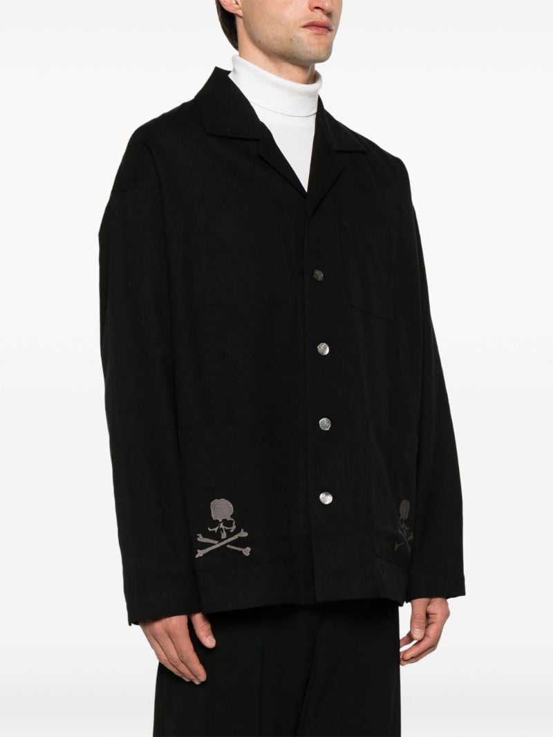 Skull-embroidered Shirt Jacket