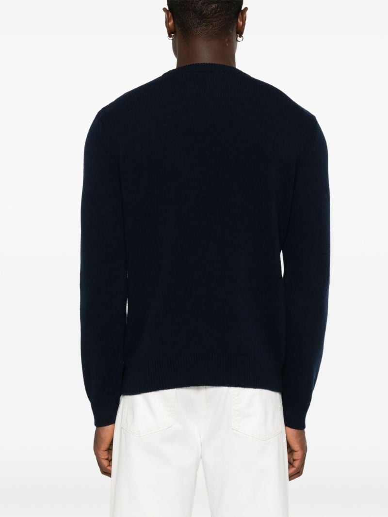 Blue Wool Intarsia-logo Sweater