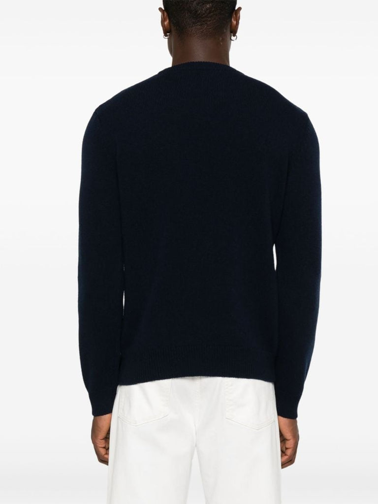 Blue Wool Intarsia-logo Sweater