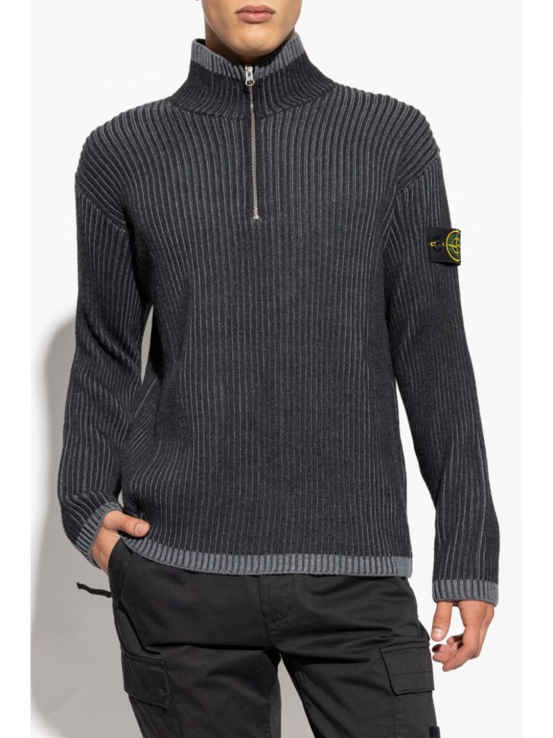 Grey Compass-patch Sweater