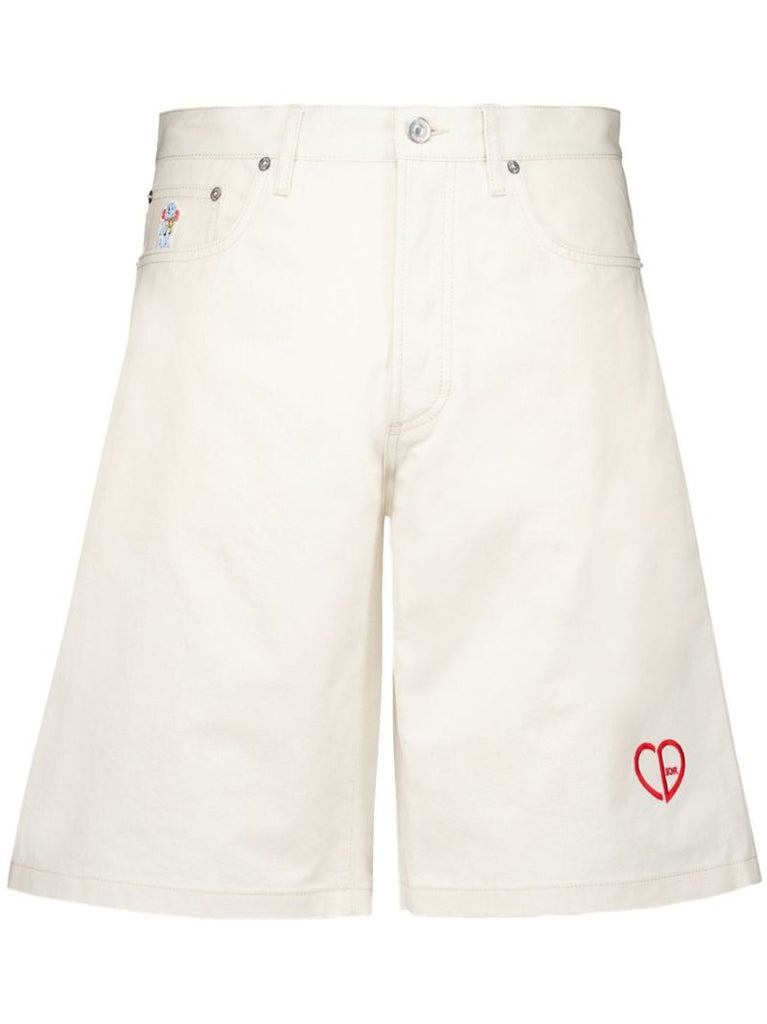 White Cd Heart Bermuda Shorts