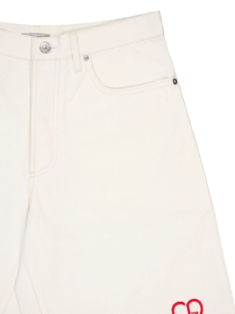 White Cd Heart Bermuda Shorts