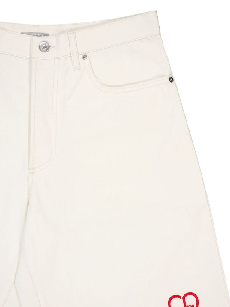 White Cd Heart Bermuda Shorts