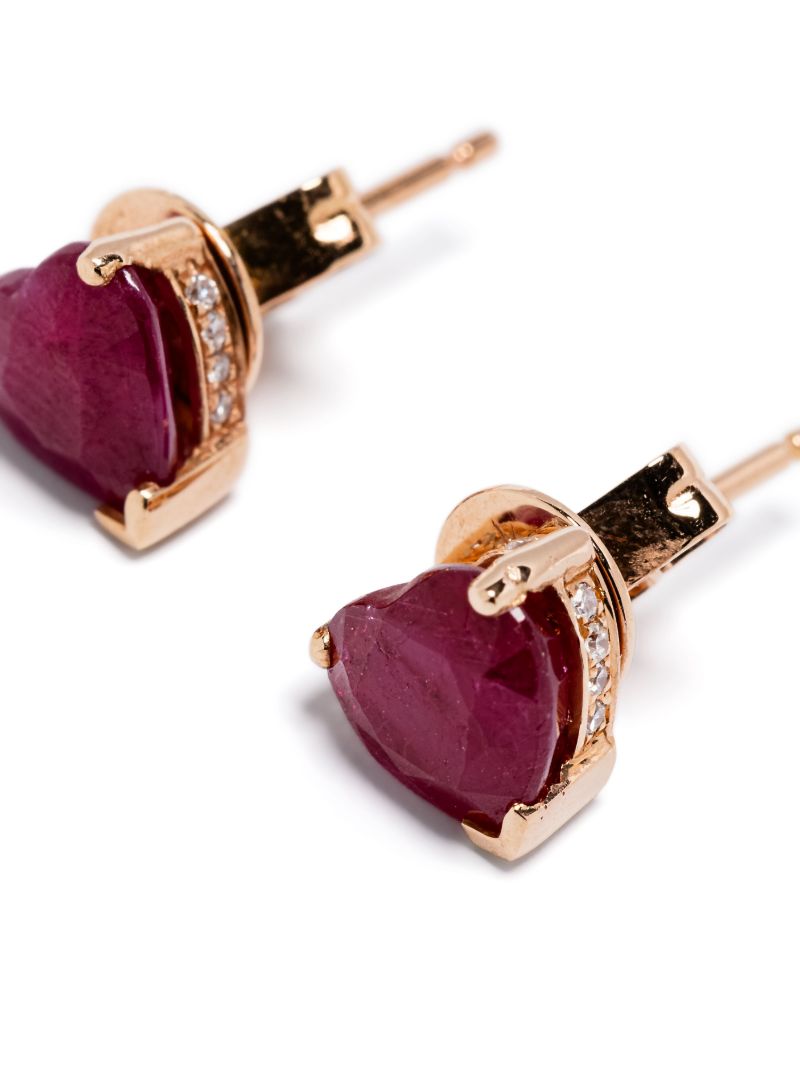 18kt Rose Gold Heart Ruby Earrings