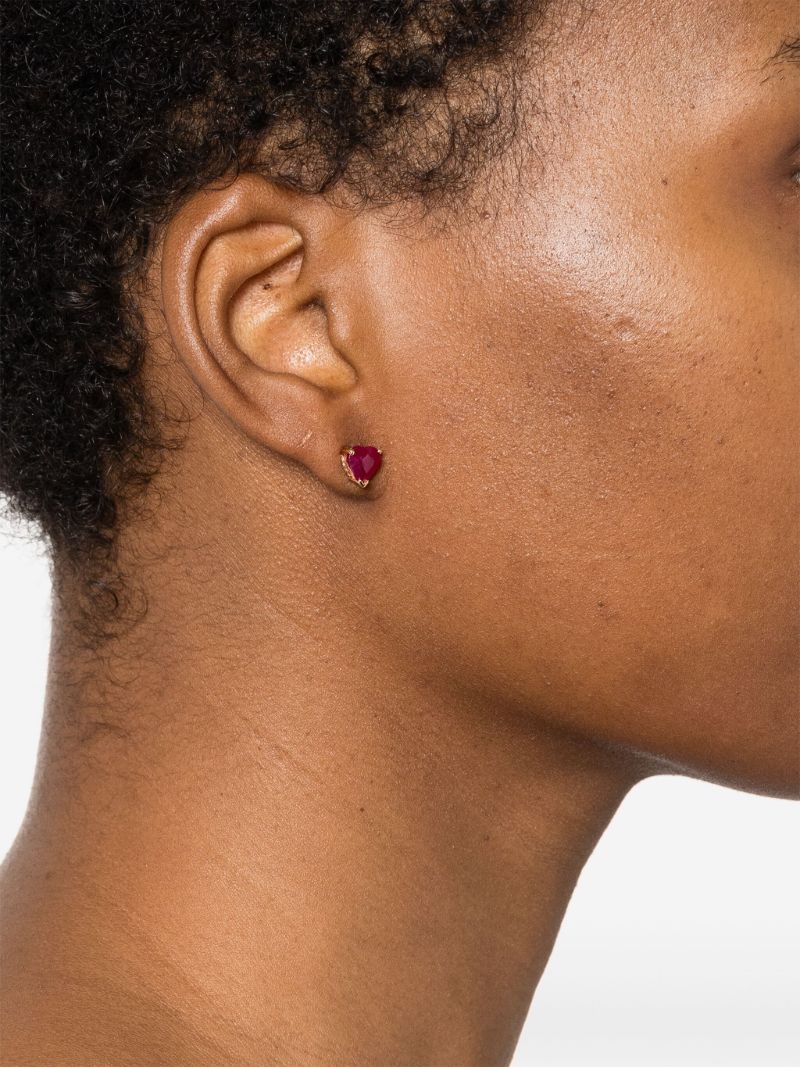 18kt Rose Gold Heart Ruby Earrings