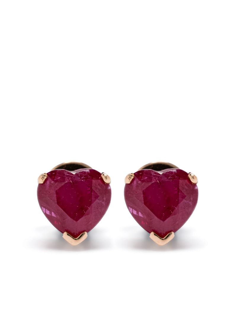 18kt Rose Gold Heart Ruby Earrings