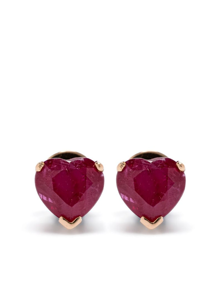 18kt Rose Gold Heart Ruby Earrings