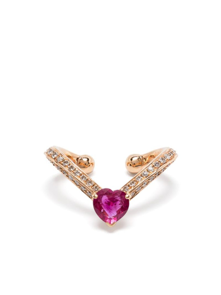 18k Rose Gold Ruby Ear Cuff