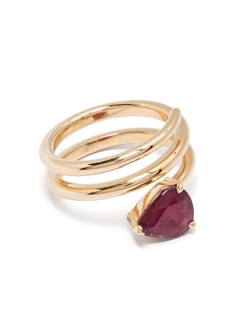 18k Yellow Gold Spiral Ruby Ring