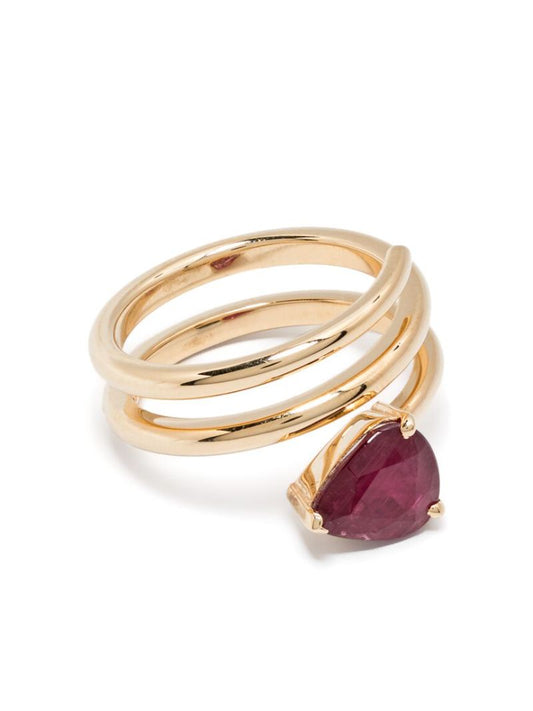 18k Yellow Gold Spiral Ruby Ring