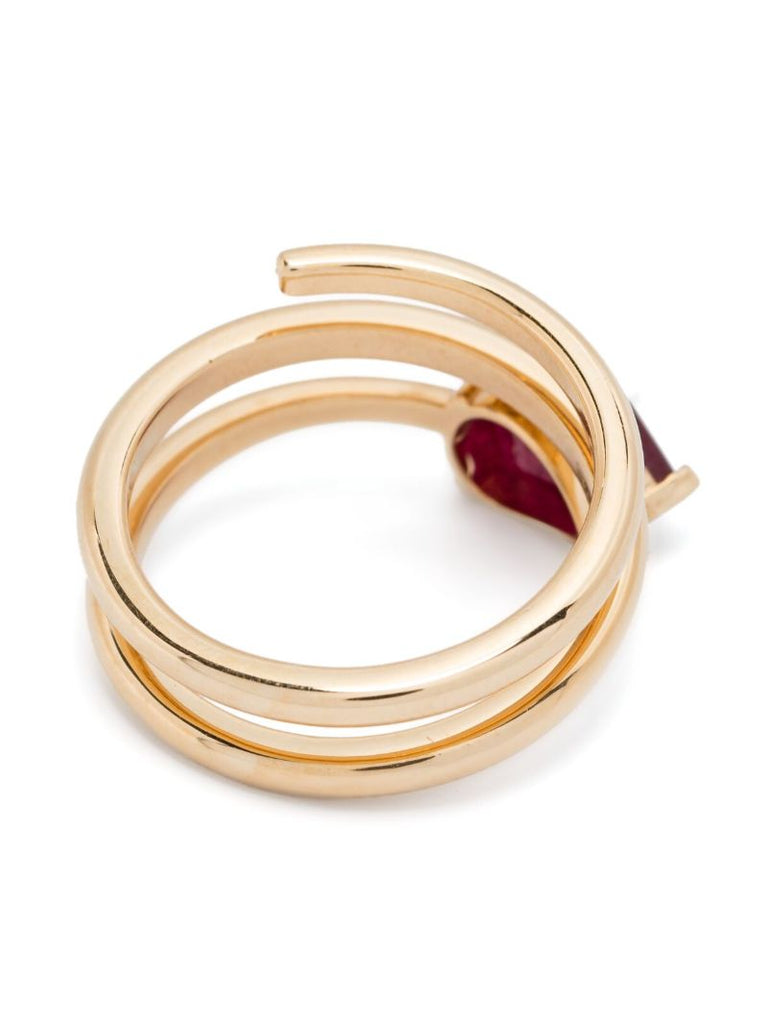 18k Yellow Gold Spiral Ruby Ring
