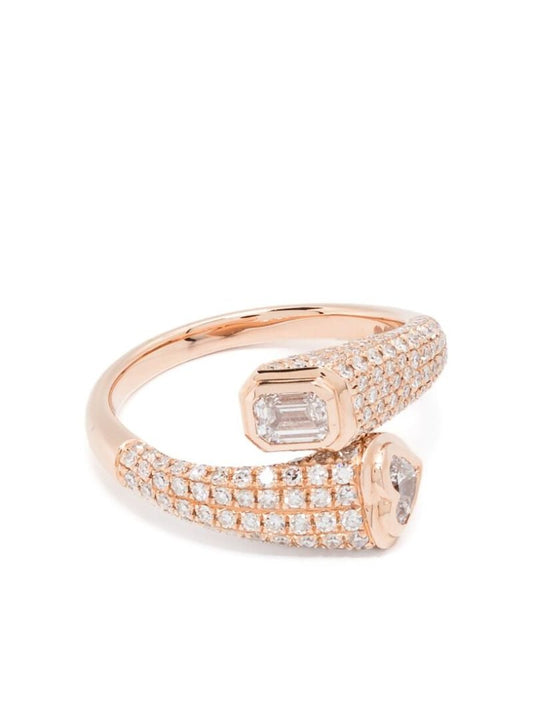 18k Rose Gold Bypass Diamond Ring