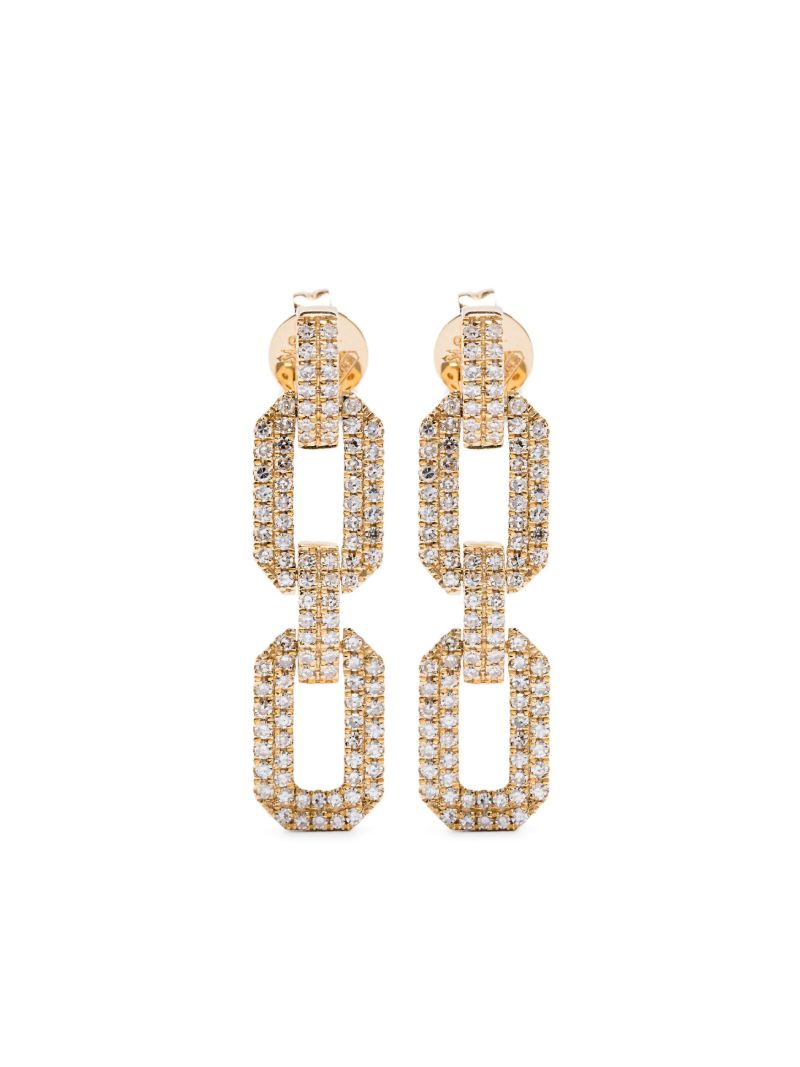 18k Yellow Gold Flat Geo Diamond Earrings
