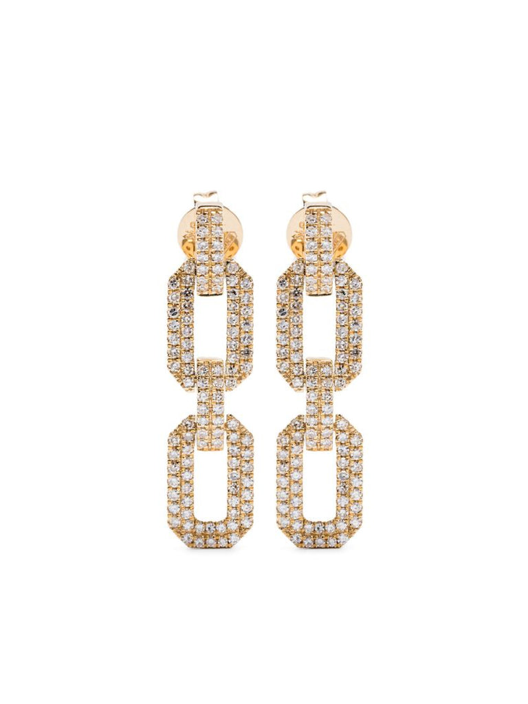 18k Yellow Gold Flat Geo Diamond Earrings
