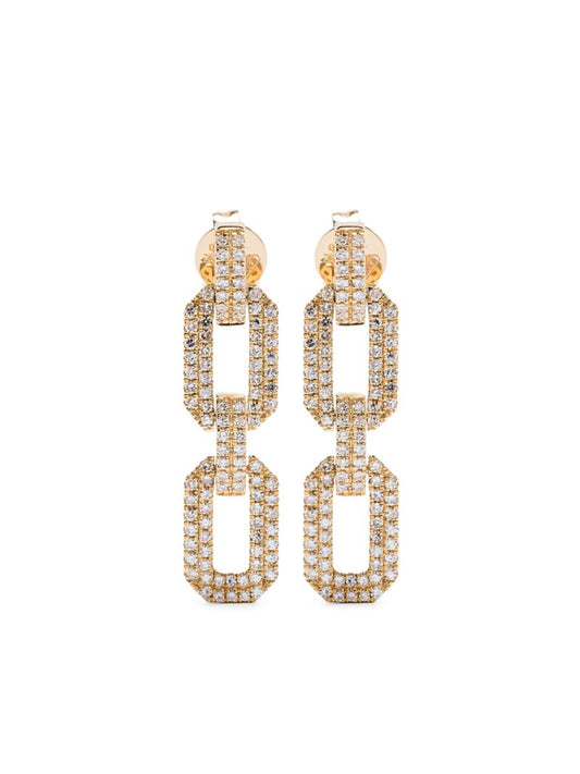 18k Yellow Gold Flat Geo Diamond Earrings