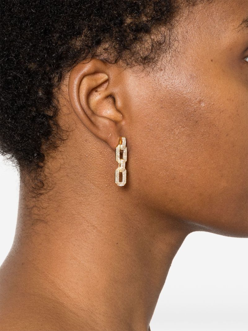 18k Yellow Gold Flat Geo Diamond Earrings