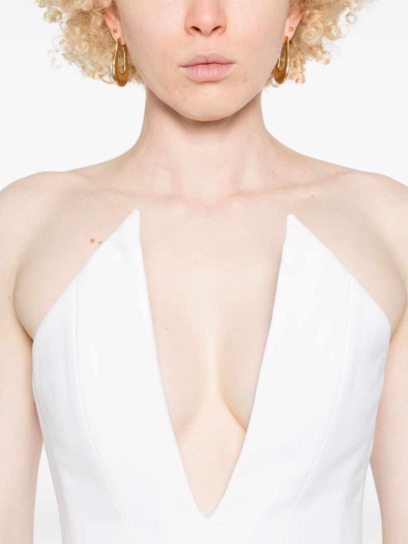 Pointed-neckline Top