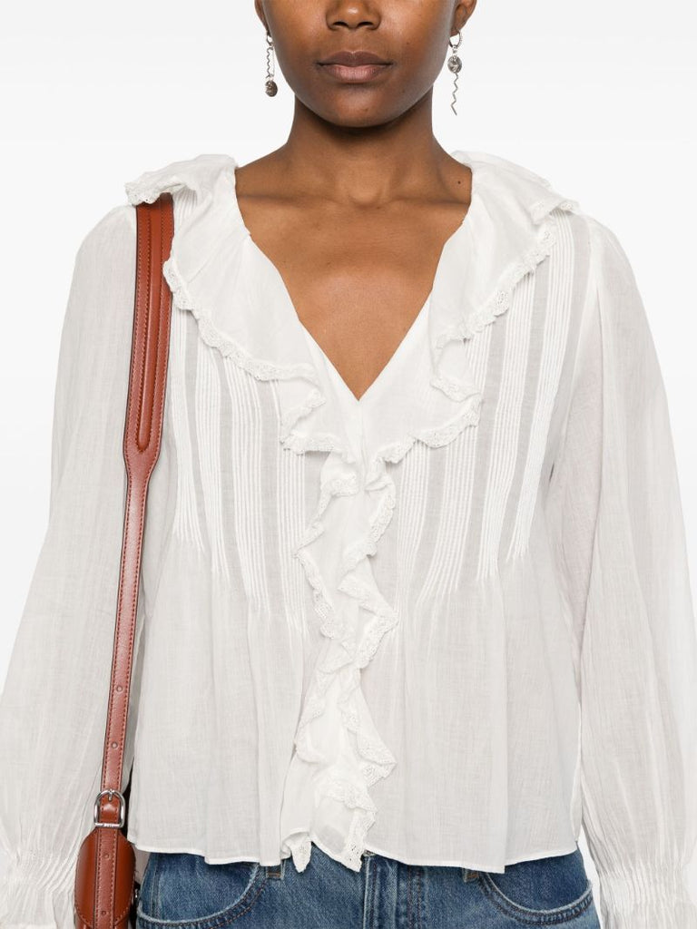 Ruffled Long-sleeved Blouse
