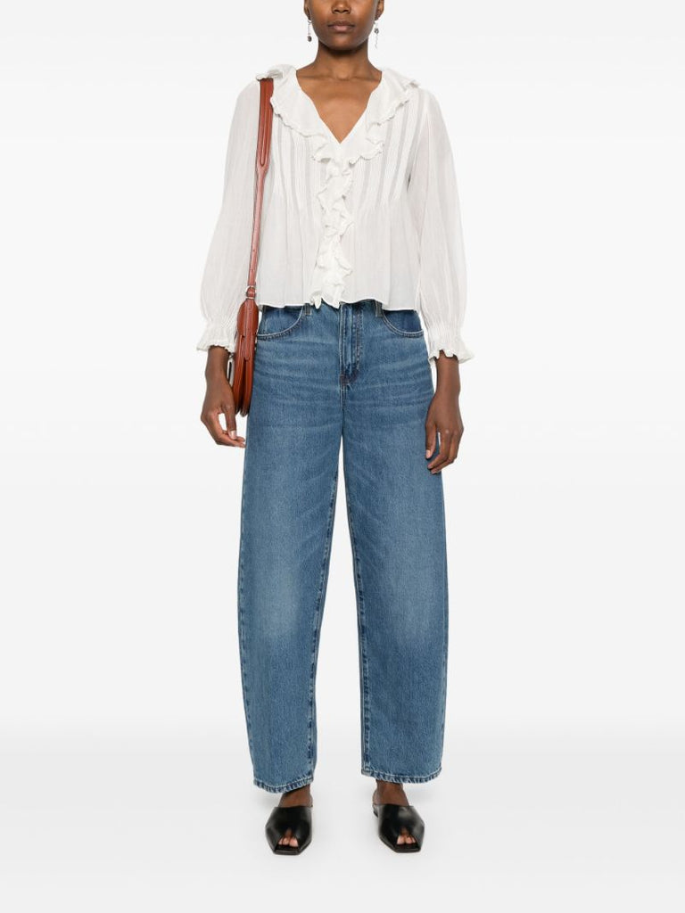 Ruffled Long-sleeved Blouse