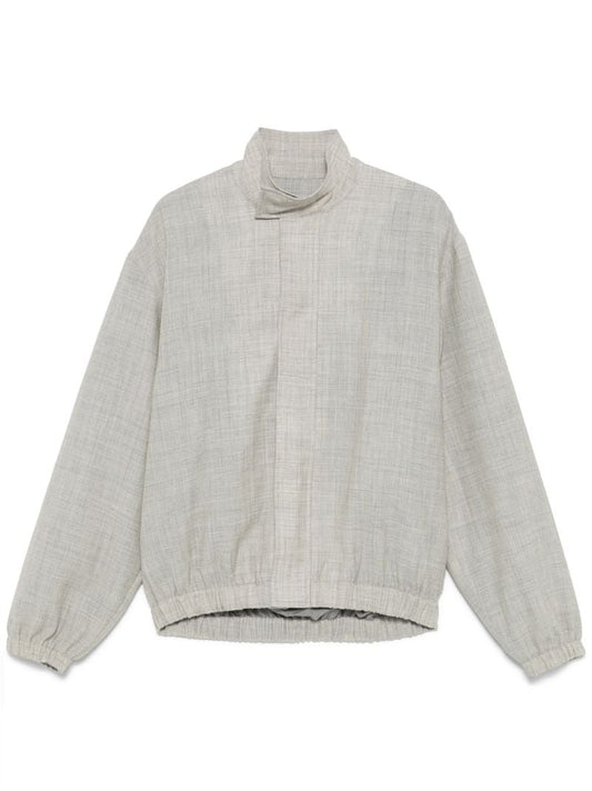 Grey Slub-textured Bomber Jacket