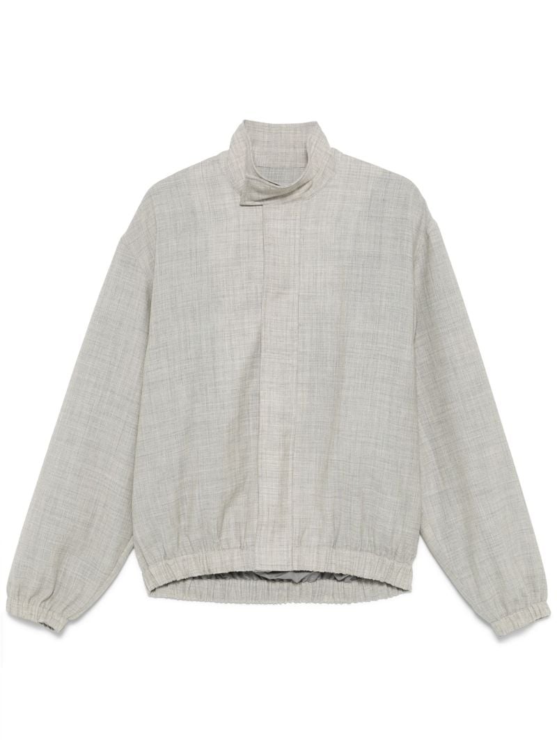 Grey Slub-textured Bomber Jacket