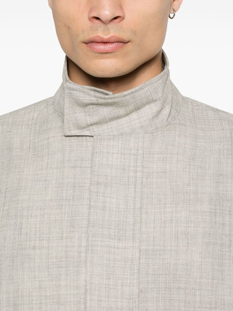 Grey Slub-textured Bomber Jacket