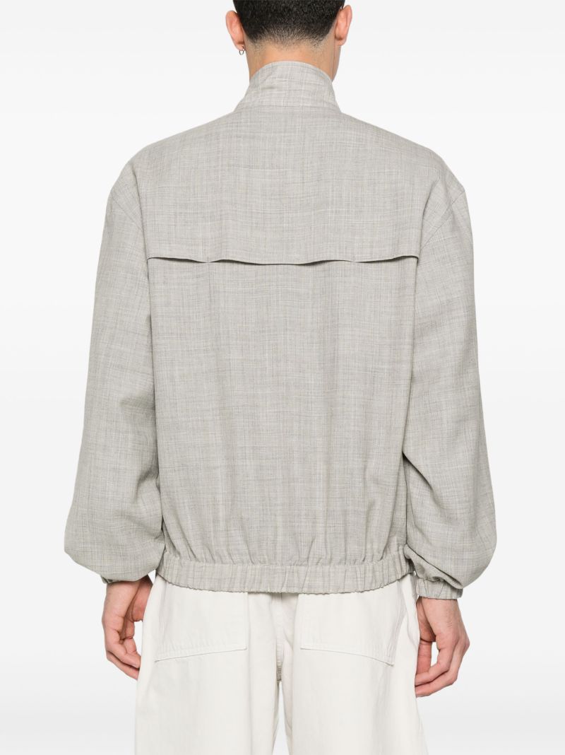 Grey Slub-textured Bomber Jacket